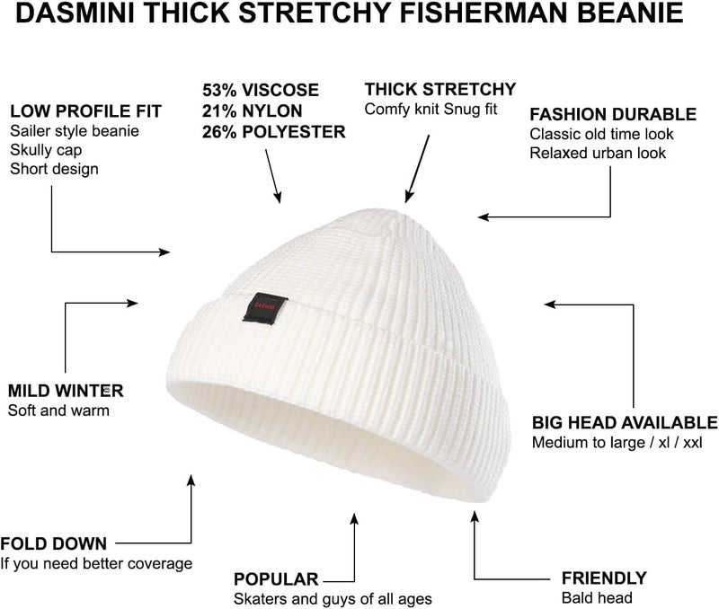 DASMINI Fisherman Beanie Hats for Men Women,Knit Trawler Skull Cap,Watch Cap,Spring Fall Winter Warm Short Hats - Image 4